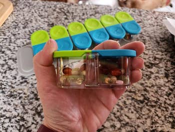Reviewer's photo of the pill organizer