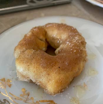 A homemade cinnamon donut 