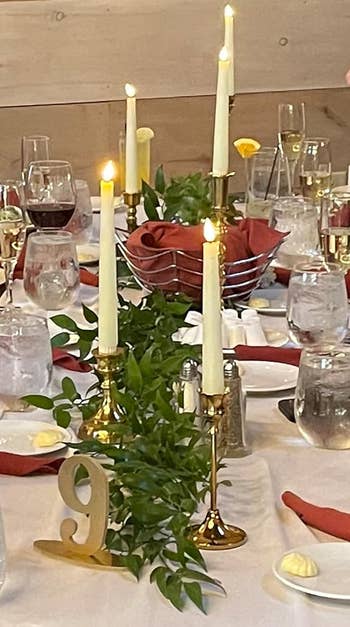 reviewer image of the taper candles on the table