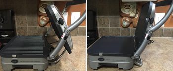 Two reviewer images of the black and silver grill