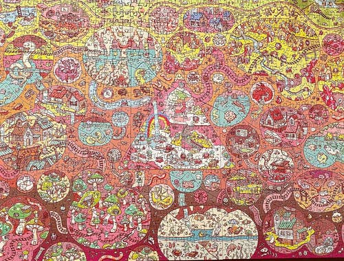 reviewer's completed colorful puzzle