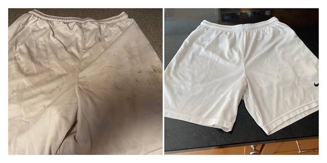 A reviewer's white shorts and bright, clean white shorts