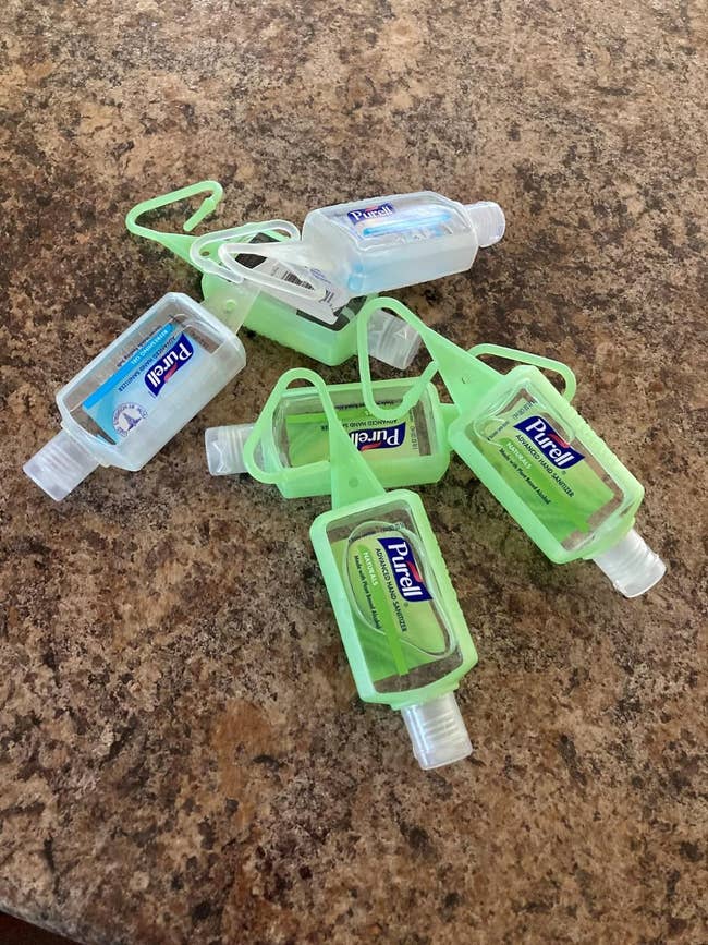 A reviewer photo of the pack of hand sanitizers