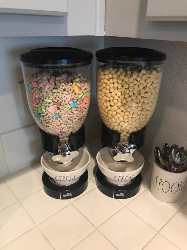 reviewer's cereal in the dispensers 