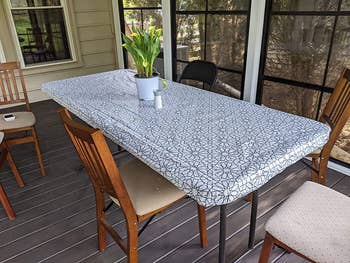 reviewer photo of the star-printed tablecloth