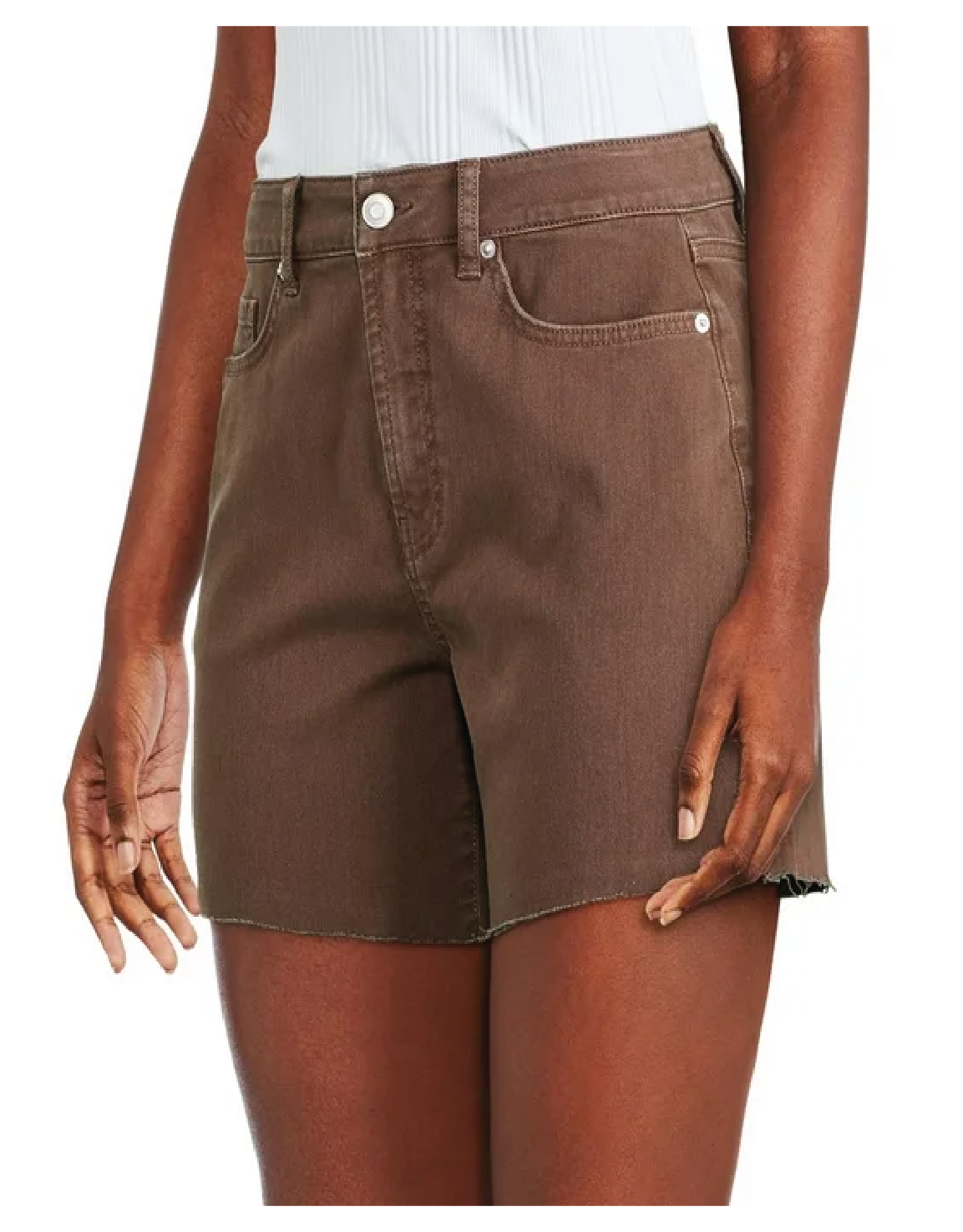 brown denim high waisted shorts