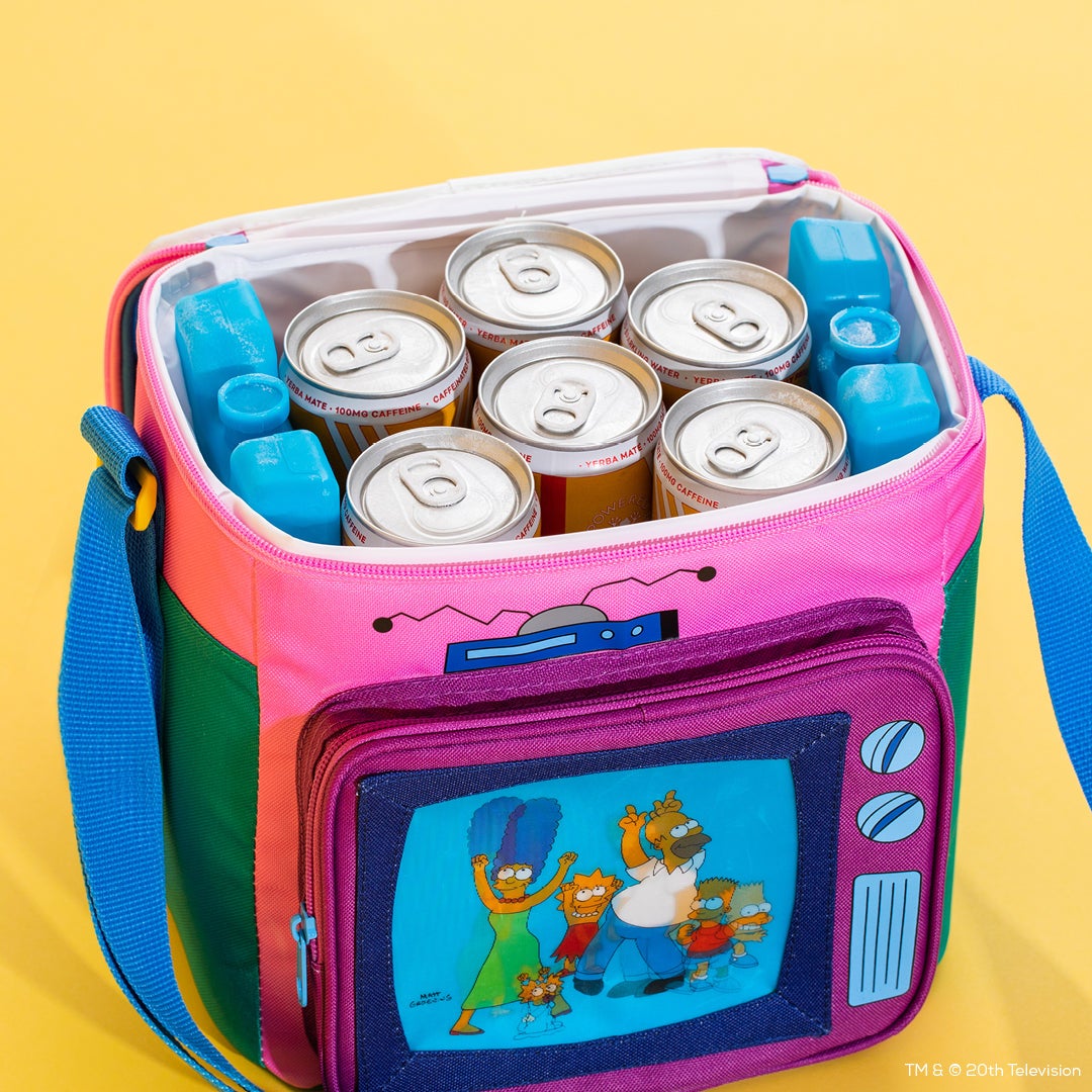 bag that looks like simpsons tv with the family dancing