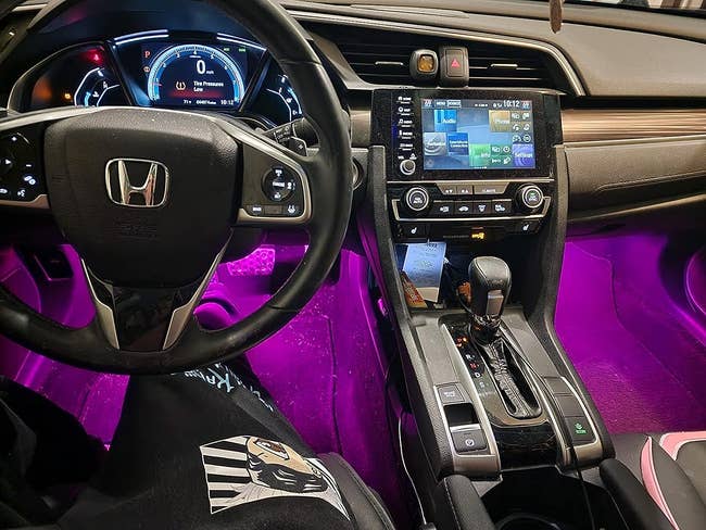 reviewers car with purple interior LED lights
