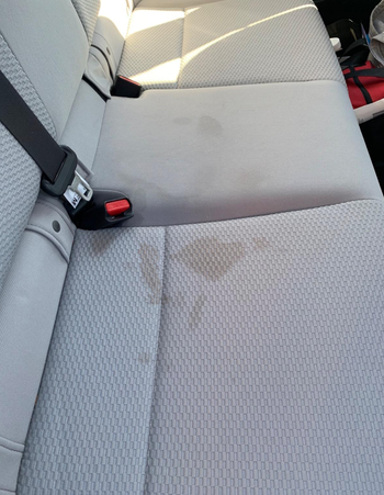 a stain on a reviewer's car seat
