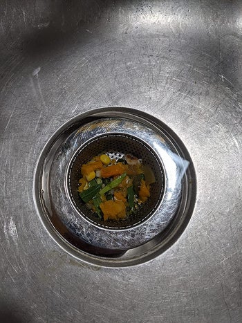 food caught by sink strainer