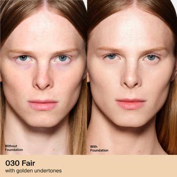 Model earlier and aft utilizing Haus Labs foundation