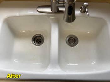 the after photo with a clean porcelain sink