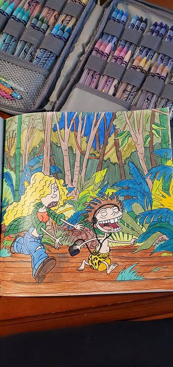 reviewer's colored in coloring page of the Wild Thornberrys characters