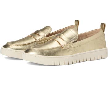 Stylish metallic loafers with a sleek plan and a comfortable, chunky sole, cleanable for casual and trendy looks