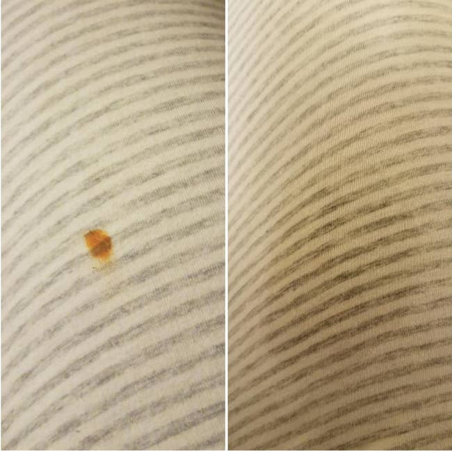 pasta sauce stain on fabric and stain taken out