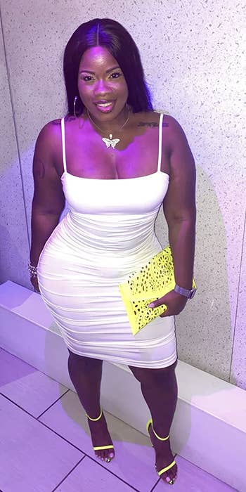 a reviewer wearing aa ruched white bodycon dress 