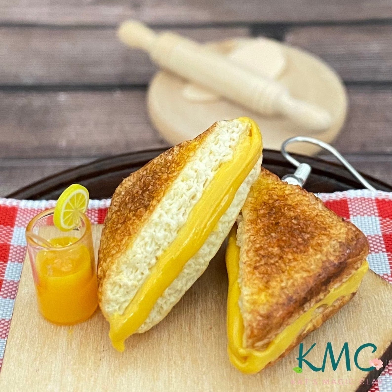 the drop earrings that look like little grilled cheese sandwiches
