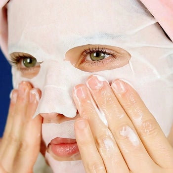 A model using one of the sheet masks