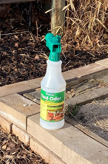 a bottle of the yard odor spray