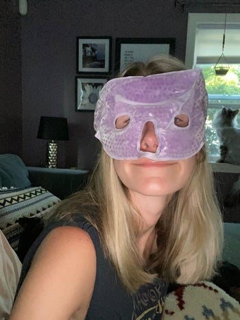 reviewer wearing the mask