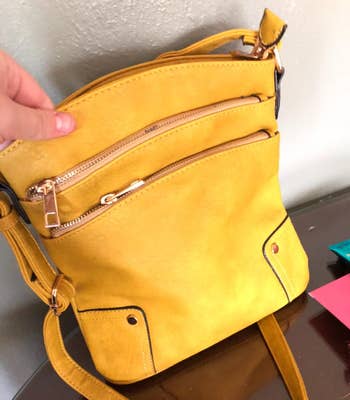 A closeup of the bag in yellow
