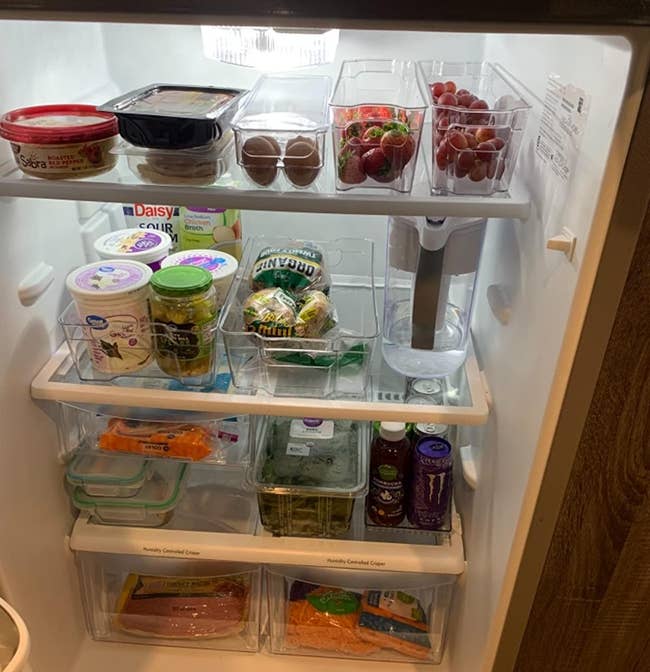 reviewer's neatly organized fridge