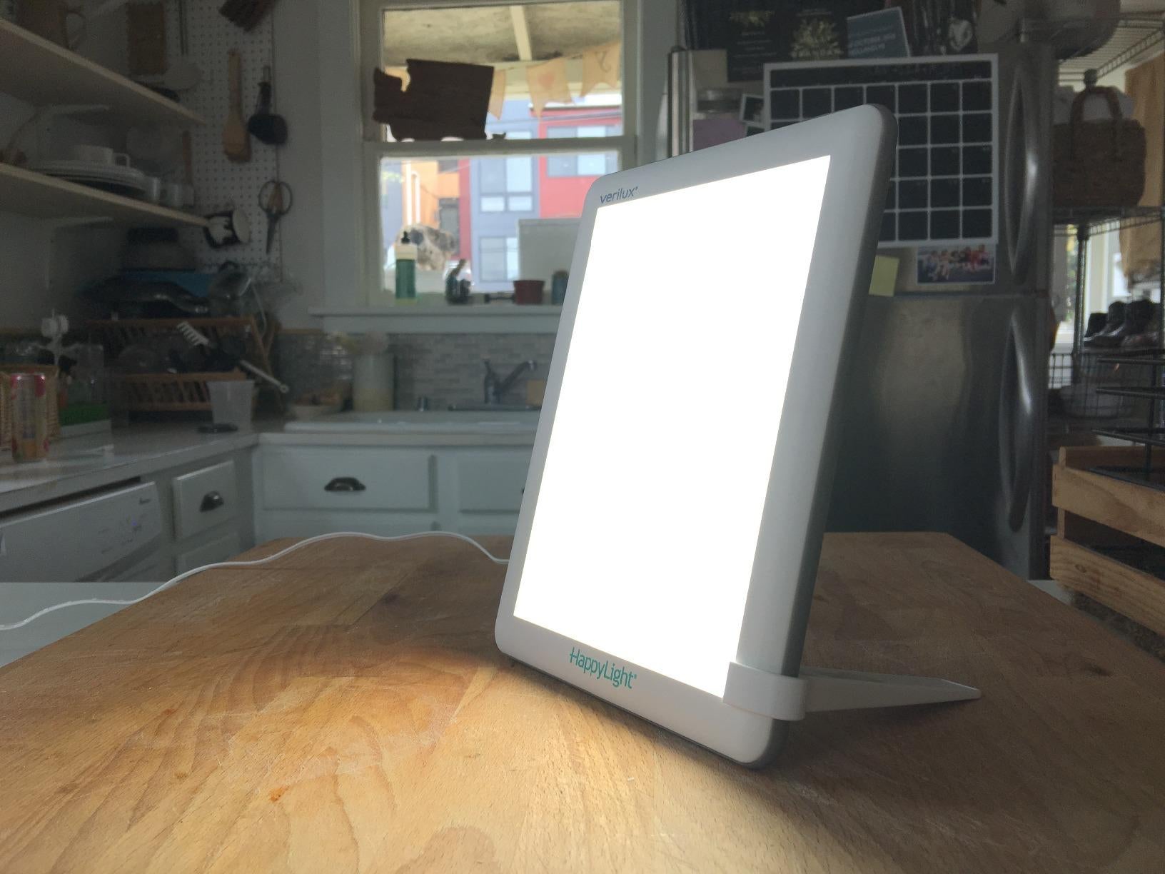 reviewer image of the happy light on a kitchen counter