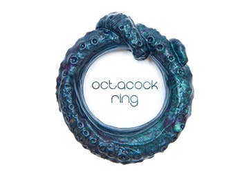 Blue and green octopus tentacle fantasy cock ring