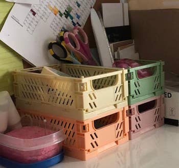 the crates used to organize on a desk