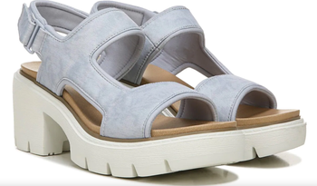 product image of blue platform sandals