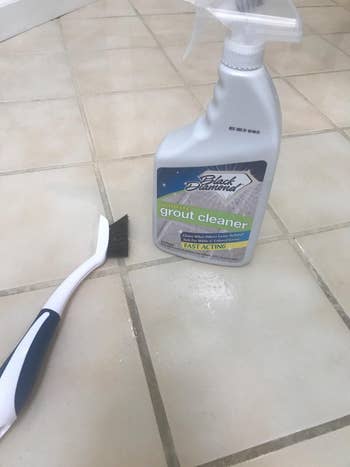 the grout cleaner and scrubbing brush