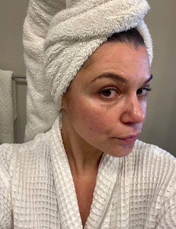 Social media trends Viral content Trending hashtags Social media updates Trending memes and videos Person in white bathrobe and towel wrap, appearing in a skincare or self-care context
