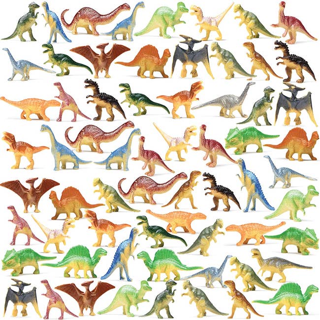 72 plastic dinosaur toys 