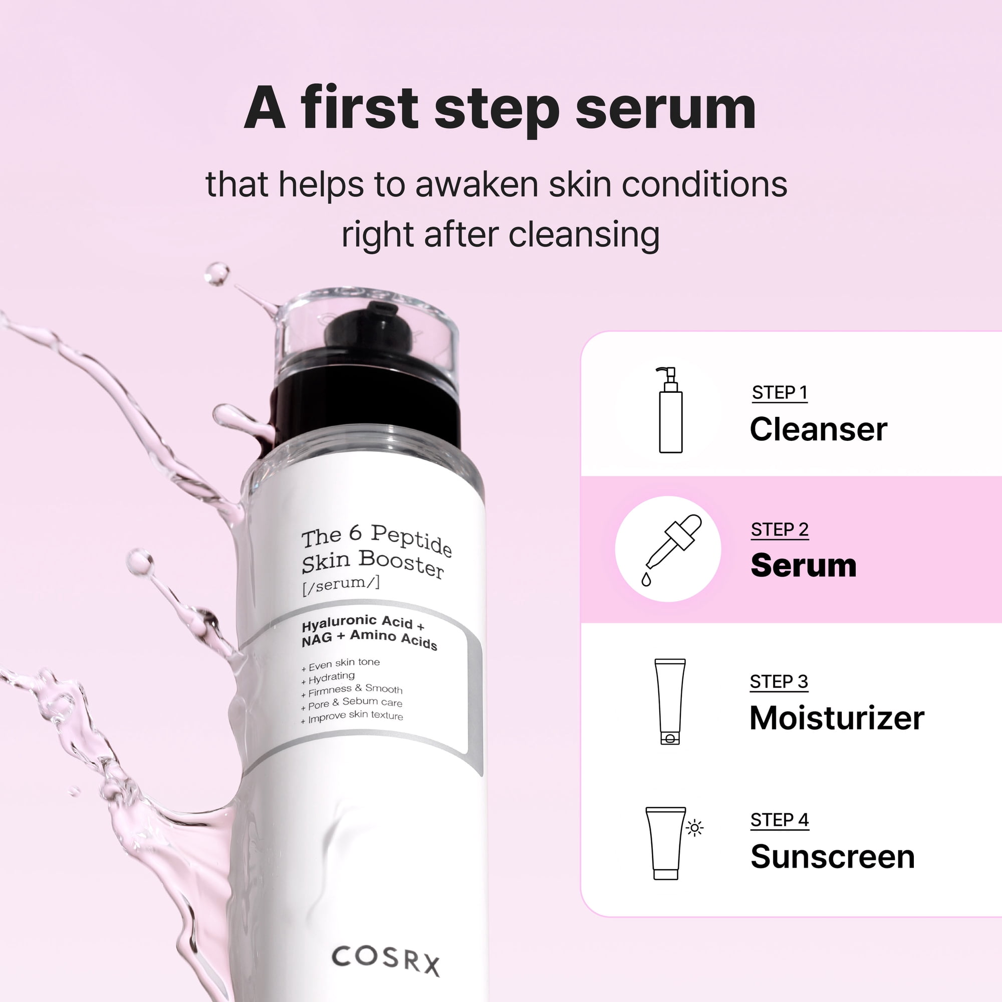 COSRX serum vessel  with h2o  splashes. 