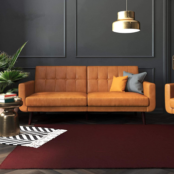 brown tufted couch