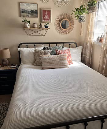 reviewer photo of the white duvet cover on a bed
