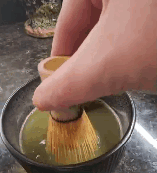 hand whisking matcha successful M motion
