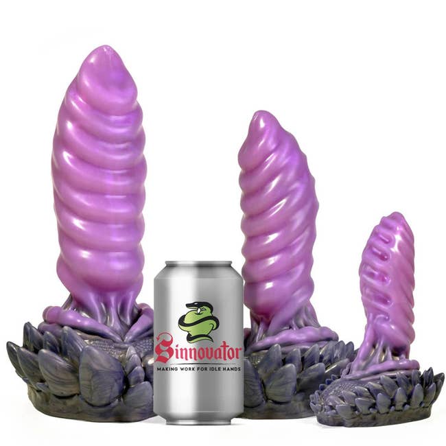 Purple and gray dragon dildos in assorted sizes