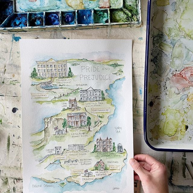 the water color map of pride and prejudice