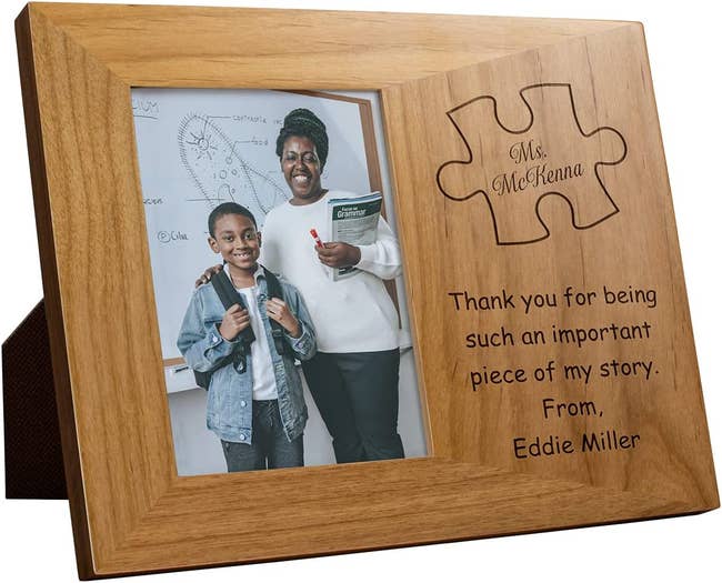 a wooden picture frame that says 