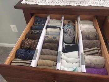 different reviewer's underwear drawer sorted into four sections