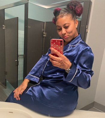 reviewer taking a bathroom selfie in the pajamas