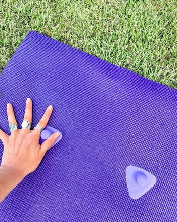 the rocks in purple attached to a mat