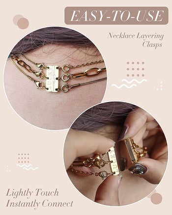 a how to use guide with two photos of the clasp connected