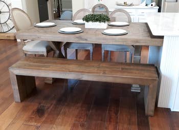 Reviewer's wooden dining bench 