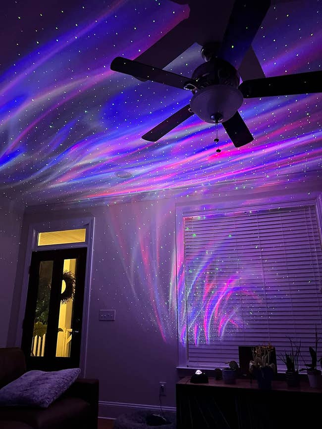 the galaxy light projecting onto the ceiling