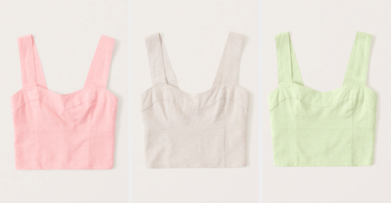 LINEN BLEND CORSET TOP - Pink