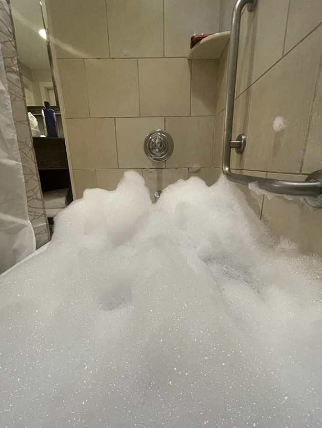 bathtub full of foams