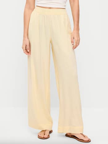 model wearing the pants successful yellow