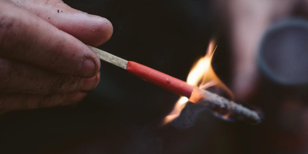 one of the matches lit